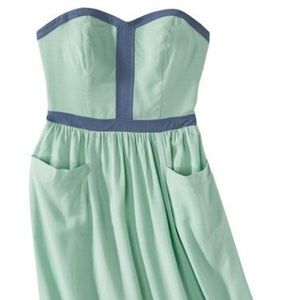 Mint and Blue Strapless Dress